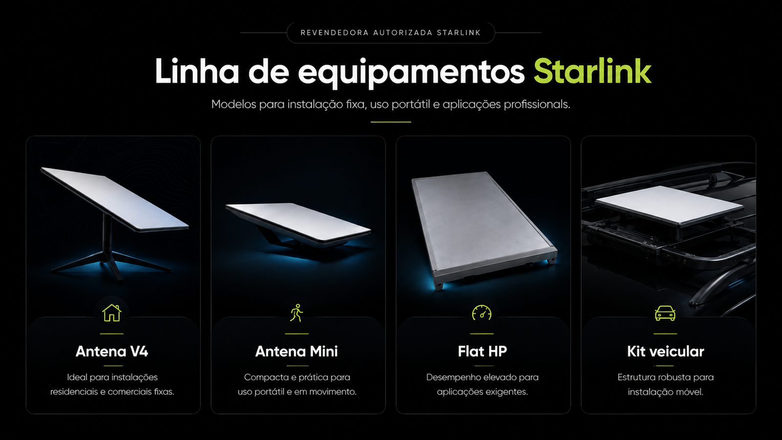 Linha de equipamentos para internet via satélite